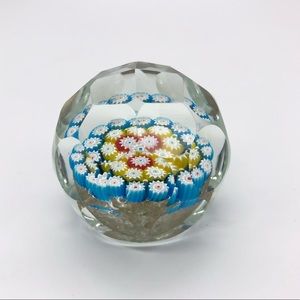Murano Glass Faceted Millefiori Paperweight